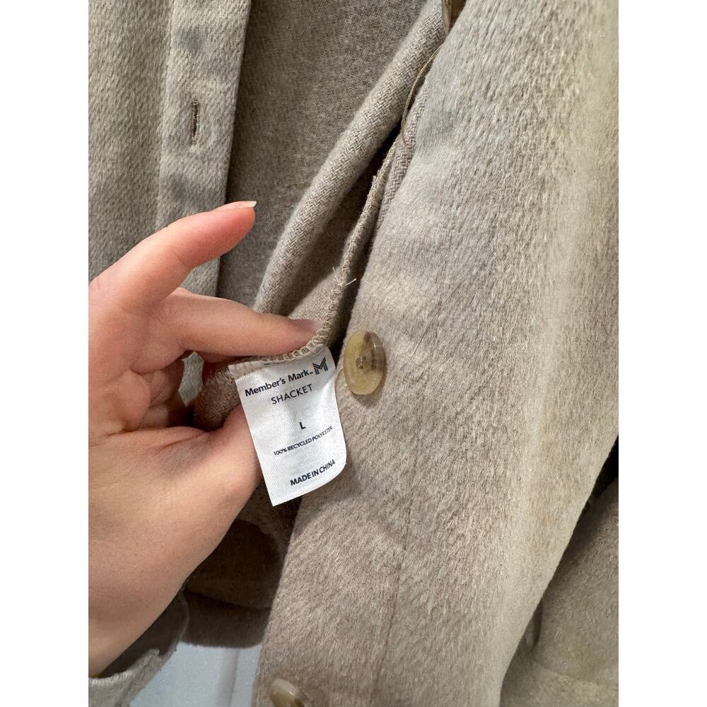 Tan Fleece Button down jacket large - Picture 4 of 4